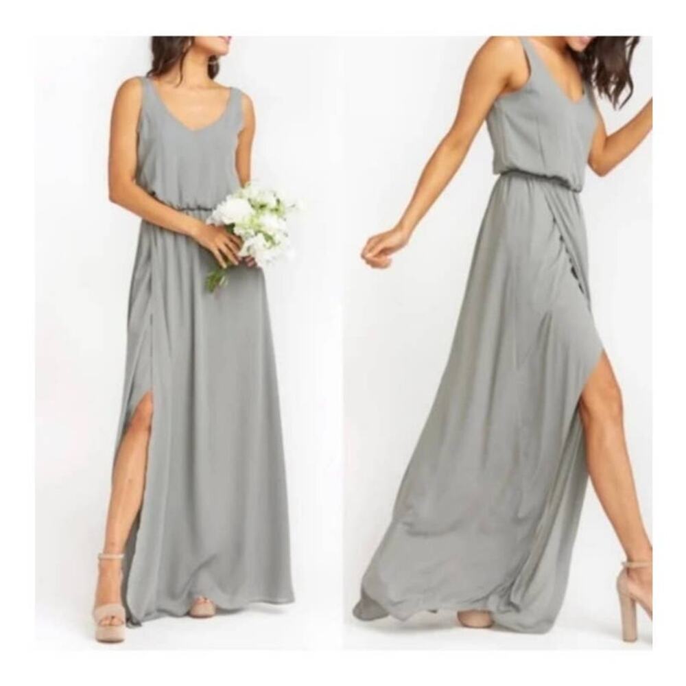 Show Me Your MuMu Kendall Maxi Dress‎ Soft Charcoal Crisp Small NWT